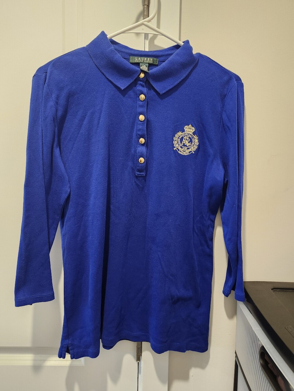 Polo by Ralph Lauren Long Sleeve Polo in Royal Blue with Crest